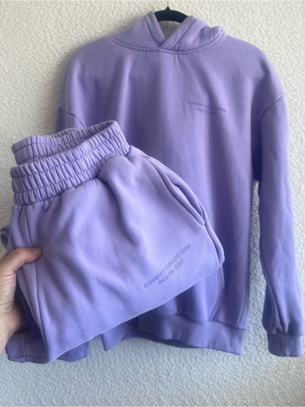 Comfrt Pastel Edit Lavender Purple Set Hoodie‎ Joggers Sweatshirt Size Small